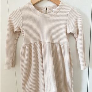 Mebie Baby Ribbed Long-sleeved Cream Dress
